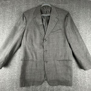 Ermenegildo Zegna Soft Wool Blazer Mens Sz 44L Gray Tweed Houndstooth 3 Button